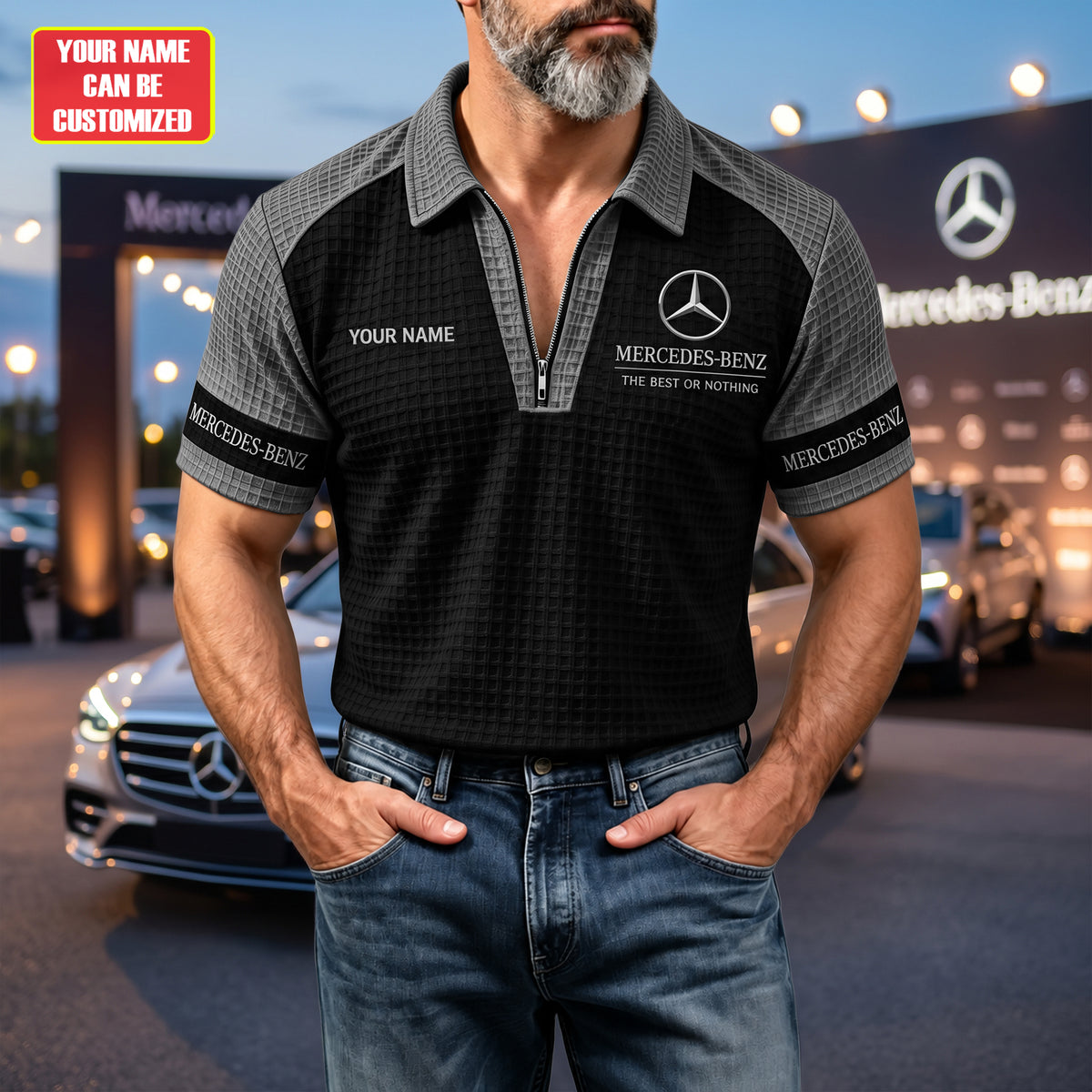 Merc Luxury Auto Heritage - Personalized Quarter Zipper Polo Shirt