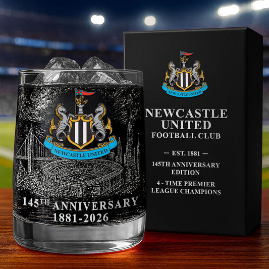 Personalized Newcastle United 145 Years Anniversary Whisky , Newcastle Whiskey Glass V2