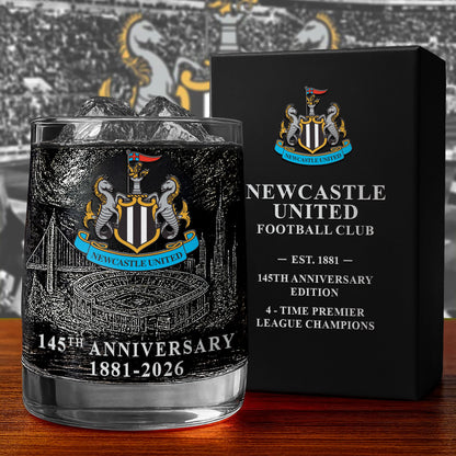 Personalized Newcastle United 145 Years Anniversary Whisky , Newcastle Whiskey Glass V2