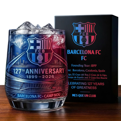 Personalized Barca FC 127 Years Anniversary Whisky , Barca Whiskey Glass V6