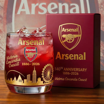 Personalized Arsenal 140 Years Anniversary Whisky , Arsenal Whiskey Glass V7