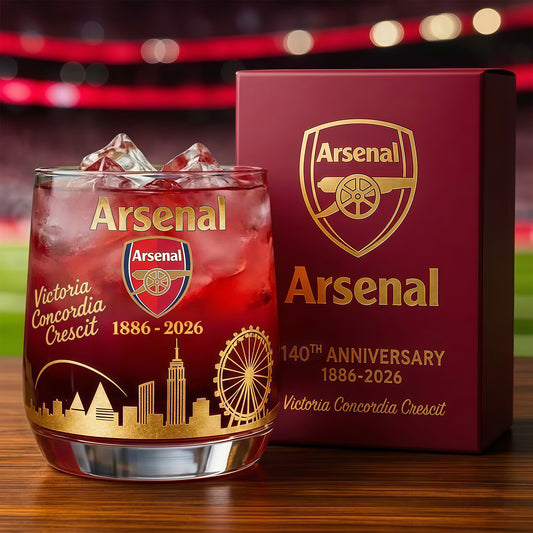 Personalized Arsenal 140 Years Anniversary Whisky , Arsenal Whiskey Glass V7