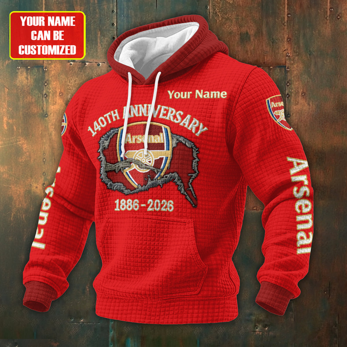 Personalized Arsenal 140th Anniversary Fabric Hooded Sweatshirt