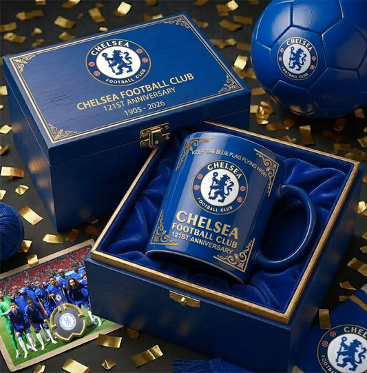 Chelsea FC 121 Years Anniversary Accent Mug , Cream Mug Gifts , Holiday Gifts