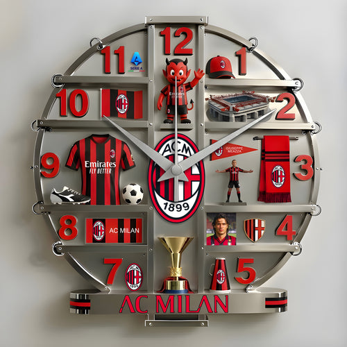 AC Milan Home Decorative 3D Visual Effect Acrylic Wall Clock