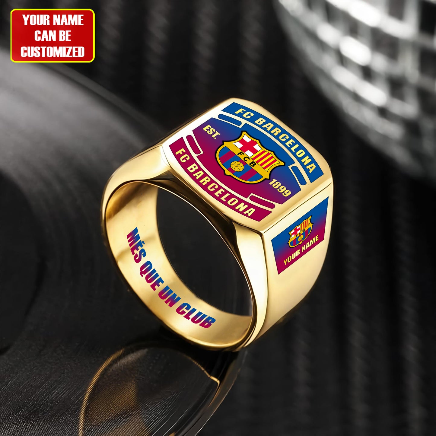 Barca FC Custom Name Classic Design Ring