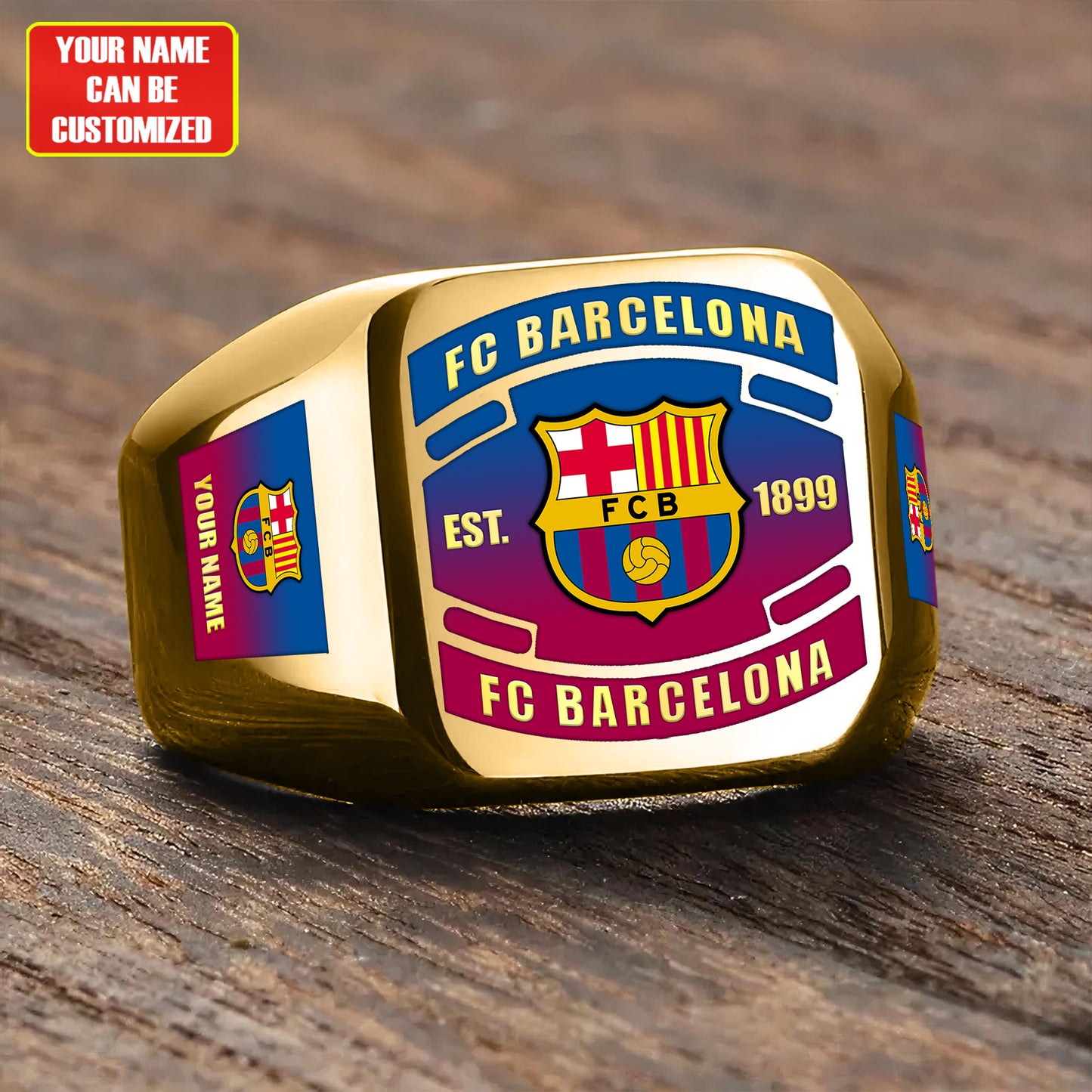 Barca FC Custom Name Classic Design Ring