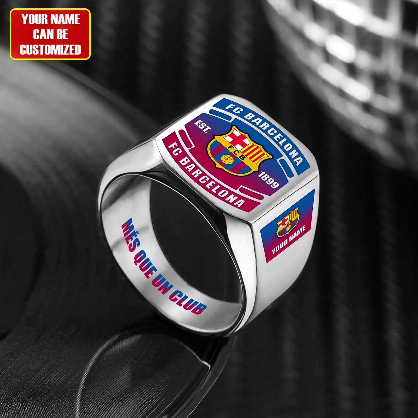 Barca FC Custom Name Classic Design Ring