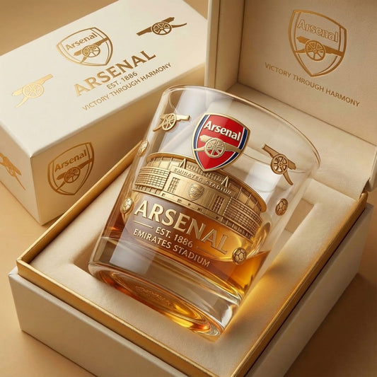 Personalized Arsenal Golden Stadium Whisky , Arsenal Whiskey Glass, Holiday Gifts