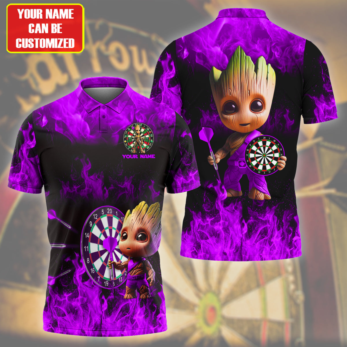 Personalized Name Purple Gr Darts Fire All Over Printed Unisex Shirt Q130501