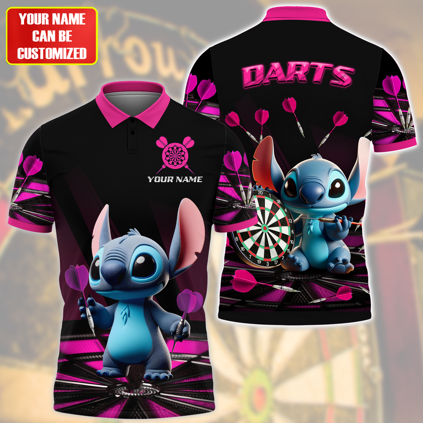 Personalized Name St Darts Q3 Pink Version All Over Printed Unisex Shirt Q130503