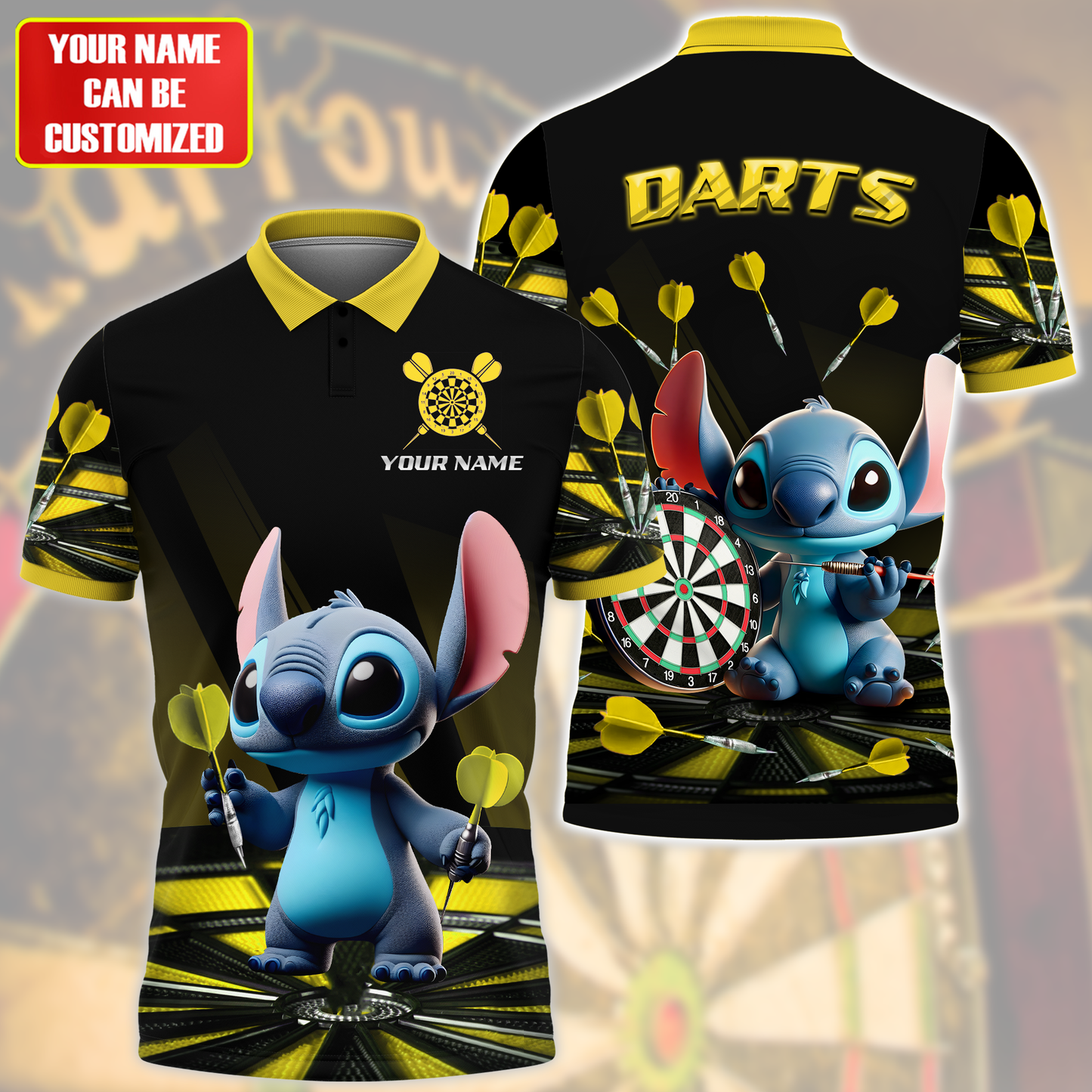 Personalized Name St Darts Q3 Yellow Version All Over Printed Unisex Shirt Q130503