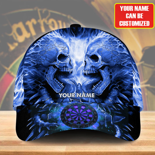 Personalized Name Blue Skull Darts Classic Cap Q130504