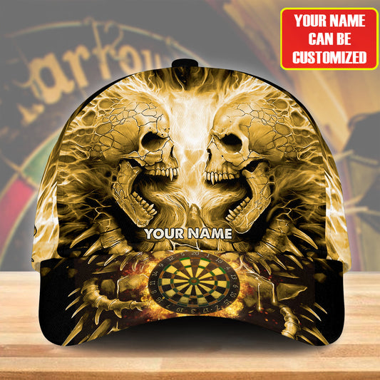 Personalized Name Yellow Skull Darts Classic Cap Q130504