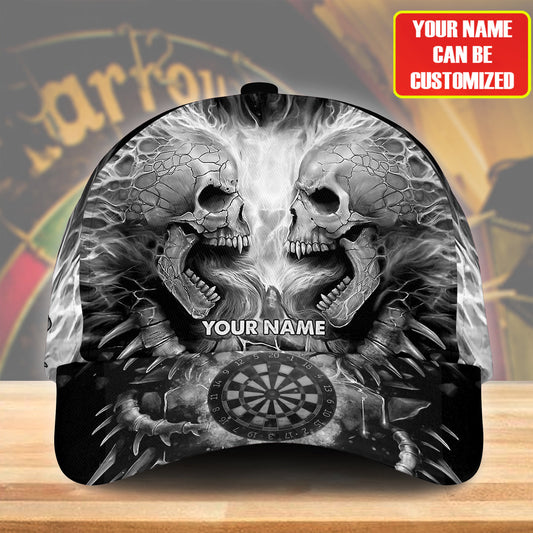 Personalized Name Black Skull Darts Classic Cap Q130504