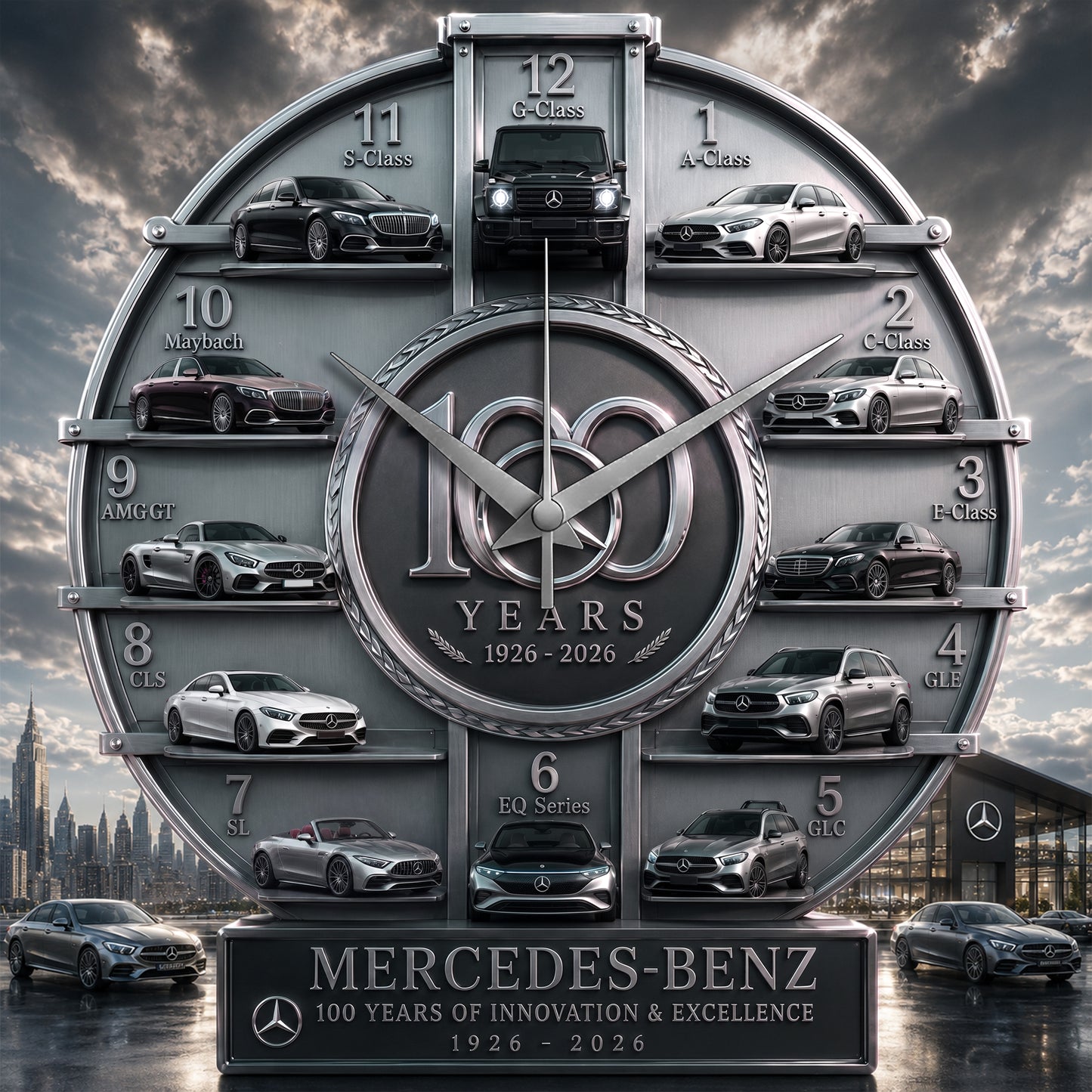 Merc 100 Years Anniversary Home Decorative 3D Visual Effect Acrylic Wall Clock (1926-2026)