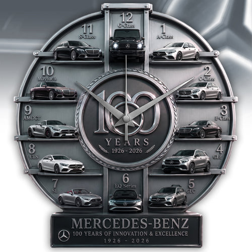 Merc 100 Years Anniversary Home Decorative 3D Visual Effect Acrylic Wall Clock (1926-2026)