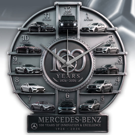 Merc 100 Years Anniversary Home Decorative 3D Visual Effect Acrylic Wall Clock (1926-2026)