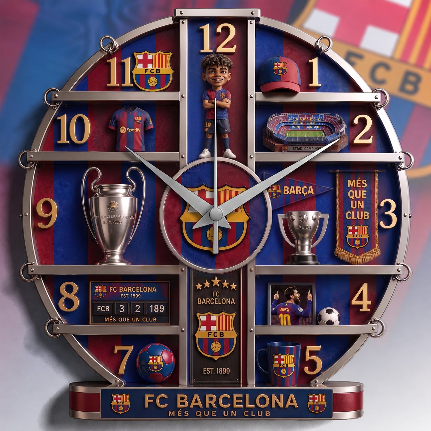 Barca FC Home Decorative 3D Visual Effect Acrylic Wall Clock