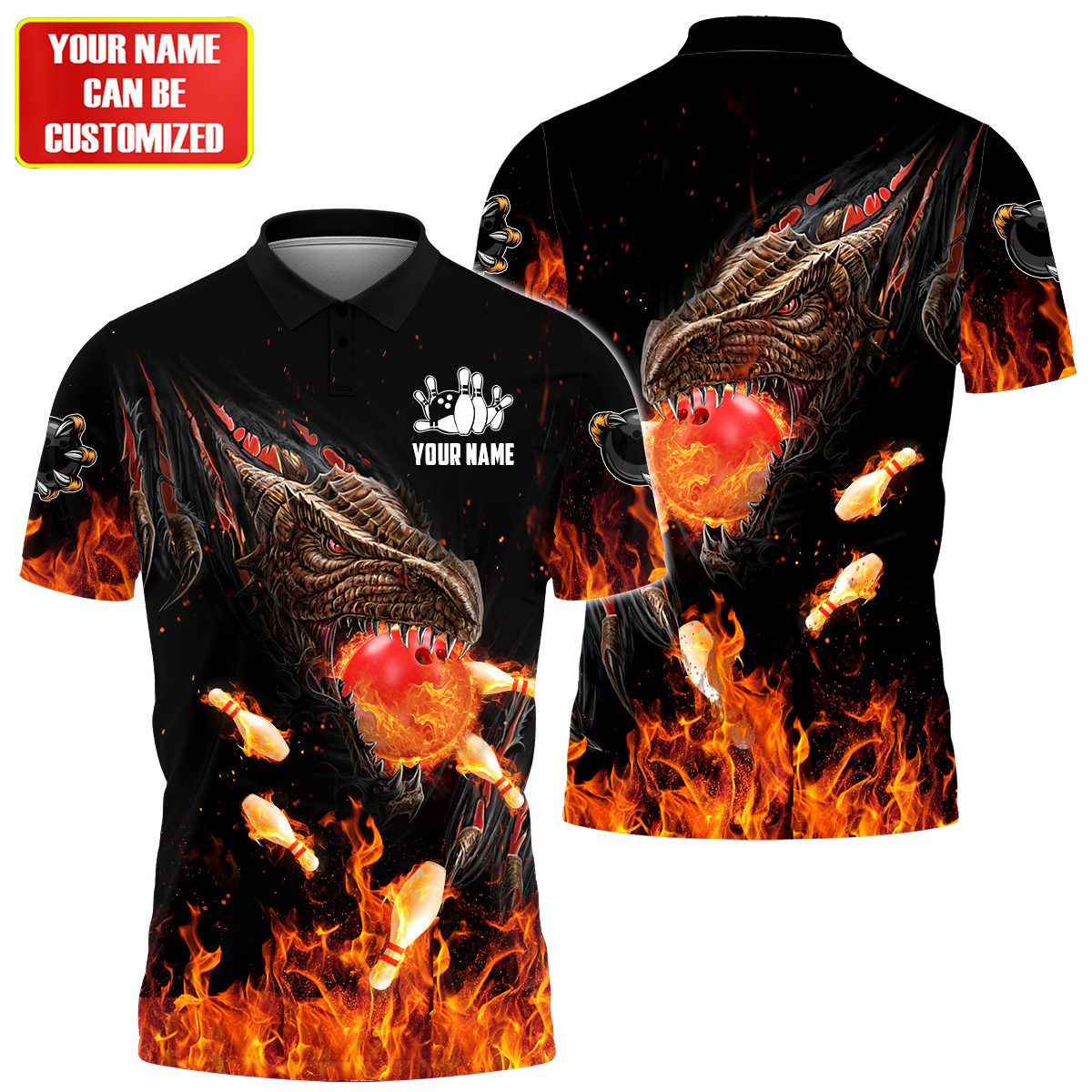 Personalized Name Dragon Fire Bowling All Over Printed Unisex Shirt Q130601
