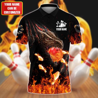 Personalized Name Dragon Fire Bowling All Over Printed Unisex Shirt Q130601