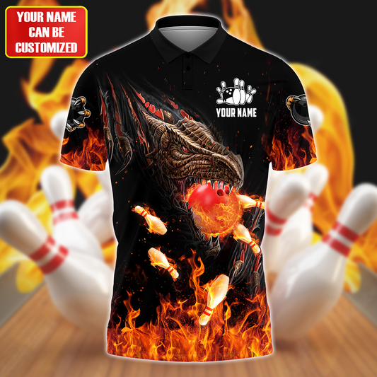 Personalized Name Dragon Fire Bowling All Over Printed Unisex Shirt Q130601