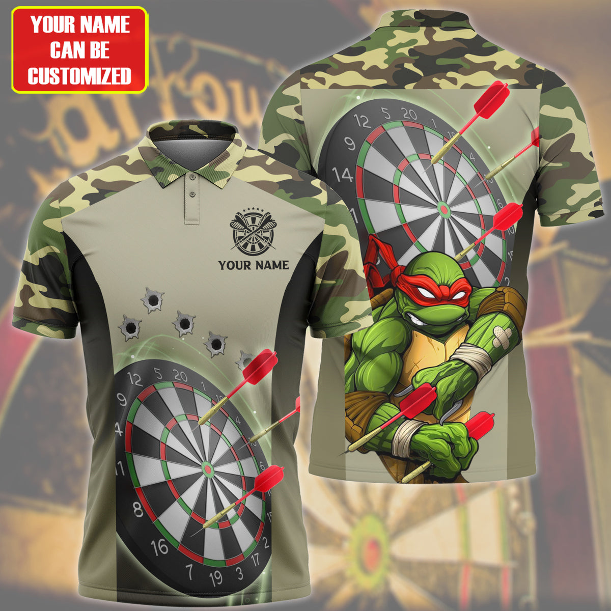 Personalized Name TMNT Darts Camo Version All Over Printed Unisex Shirt Q130703