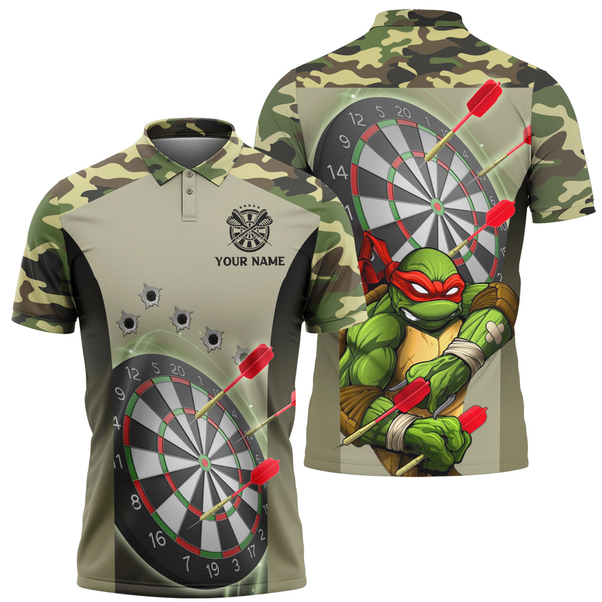 Personalized Name TMNT Darts Camo Version All Over Printed Unisex Shirt Q130703