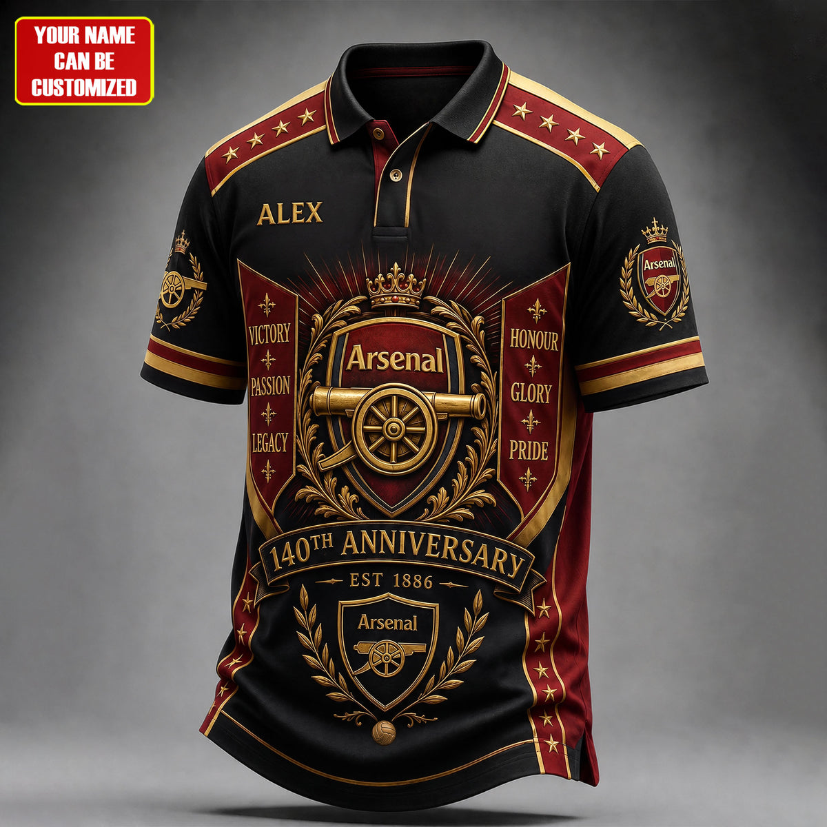 Personalized Arsenal AFC Legacy Polo Shirt (1886-2026)