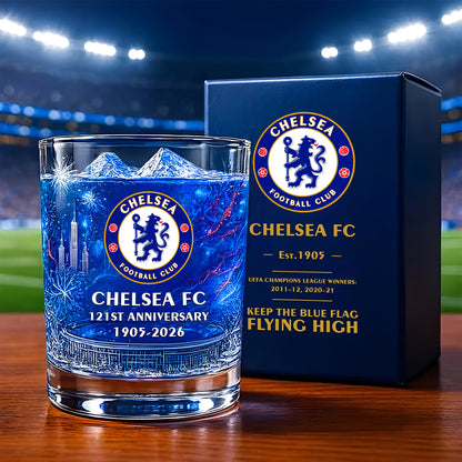 Personalized Chelsea 121 Years Anniversary Whisky , Chelsea Whiskey Glass V4
