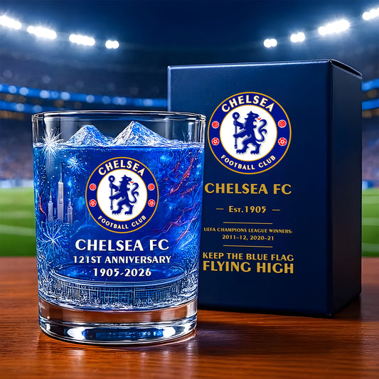 Personalized Chelsea 121 Years Anniversary Whisky , Chelsea Whiskey Glass V4