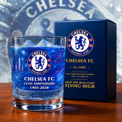 Personalized Chelsea 121 Years Anniversary Whisky , Chelsea Whiskey Glass V4