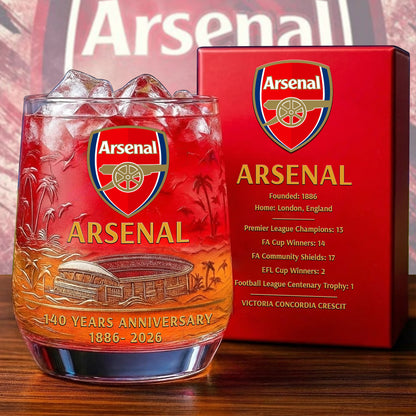 Personalized Arsenal 140 Years Anniversary Whisky , Arsenal Whiskey Glass V8