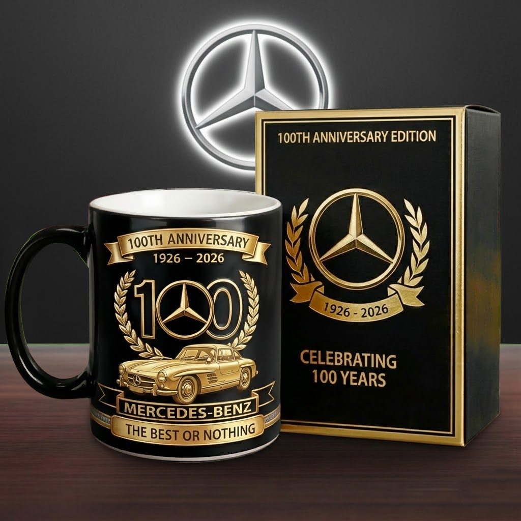Merc 100th Anniversary Accent Mug , Cream Mug Gifts , Holiday Gifts