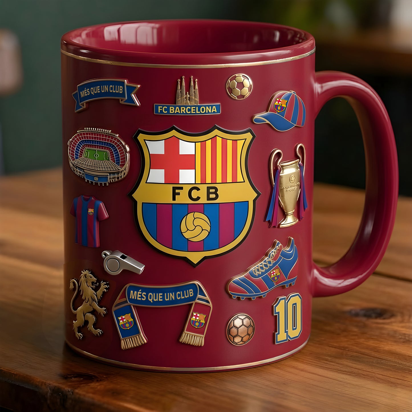 Barca FC Accent Mug , Cream Mug Gifts , Holiday Gifts
