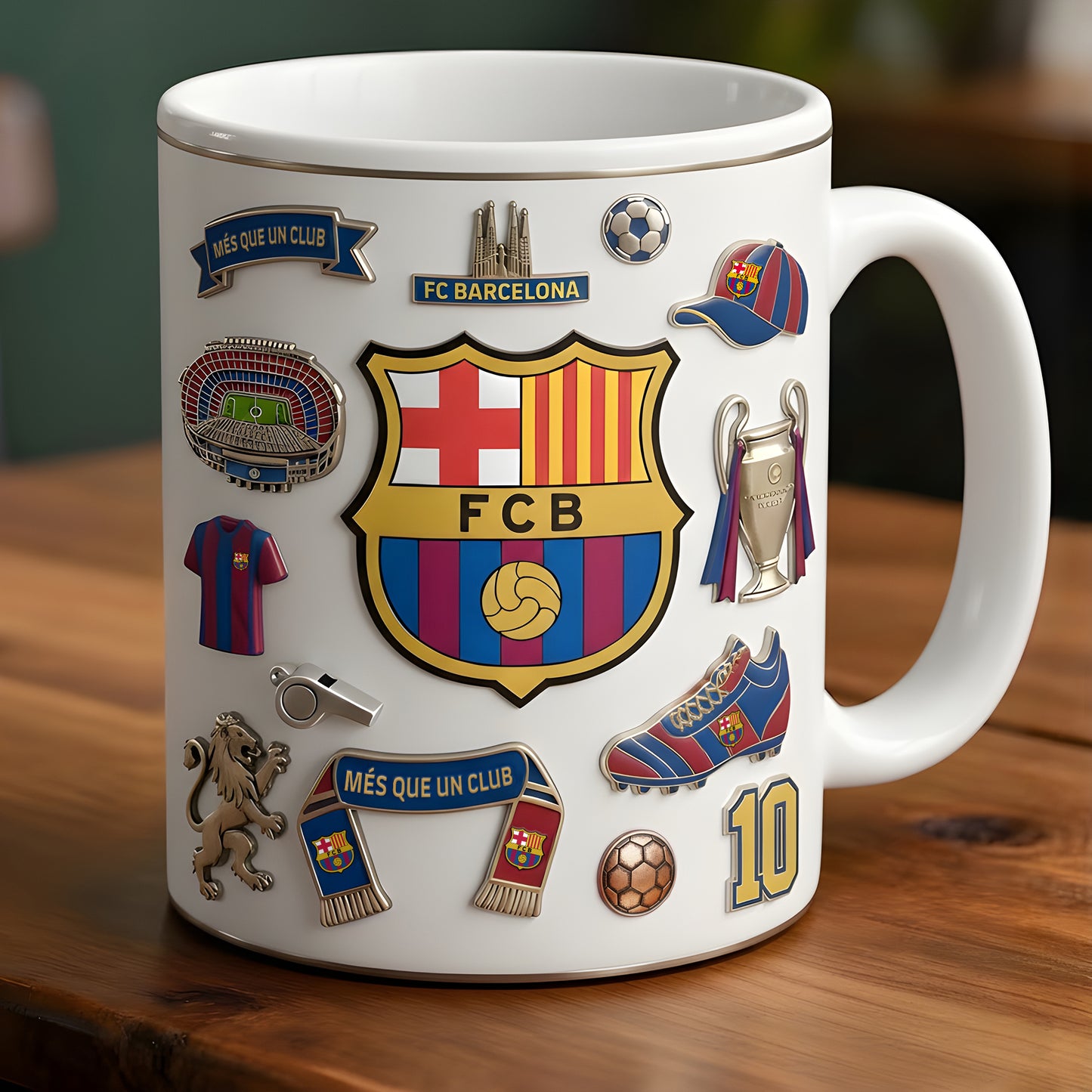 Barca FC Accent Mug , Cream Mug Gifts , Holiday Gifts