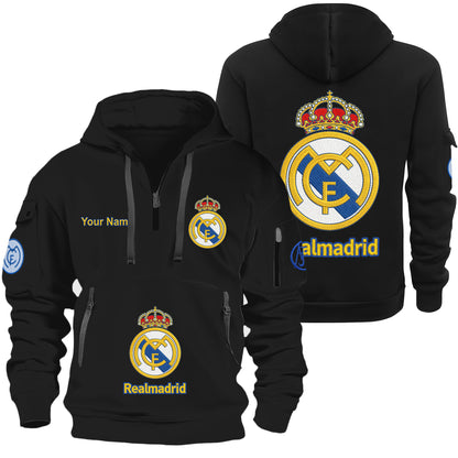 Personalized Real FC Embroidery Zip-Hoodie Cotton Jacket