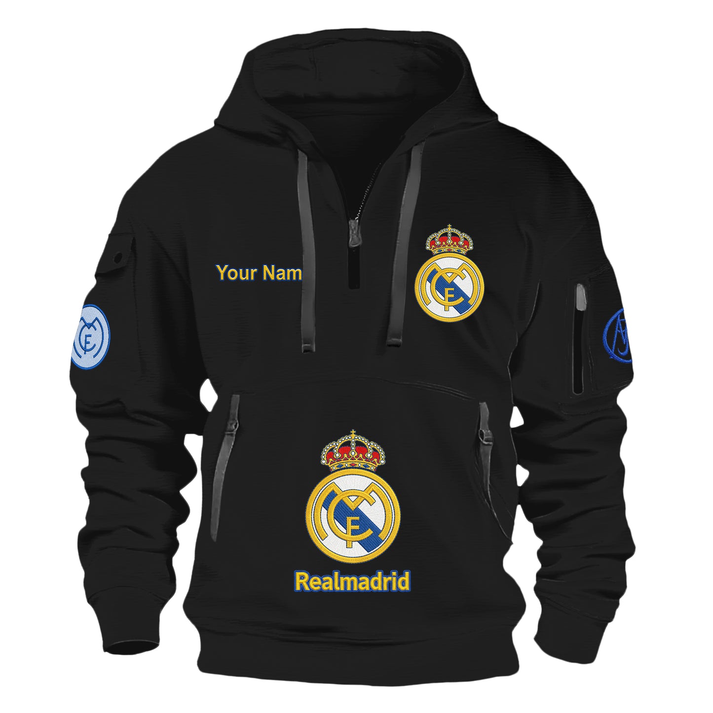 Personalized Real FC Embroidery Zip-Hoodie Cotton Jacket