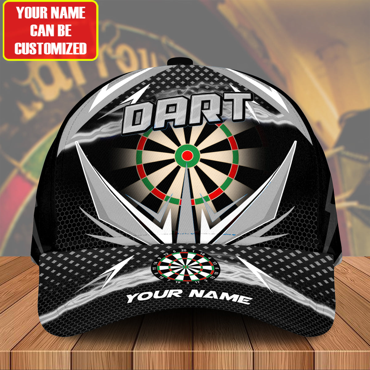 Personalized Name Black Darts Classic Cap Q150304