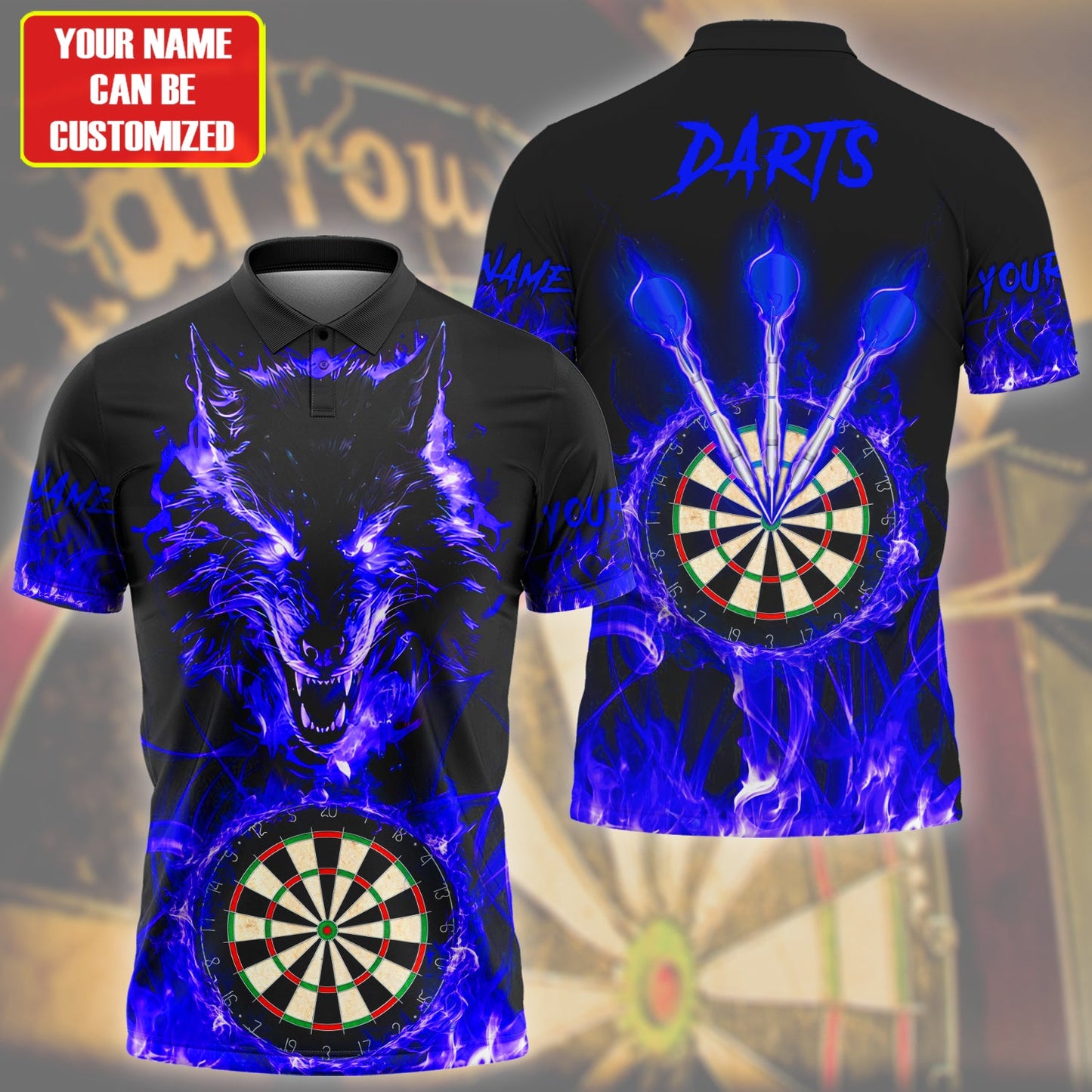 Personalized Name Wolf Darts Fire Blue Version All Over Printed Unisex Shirt Q150401