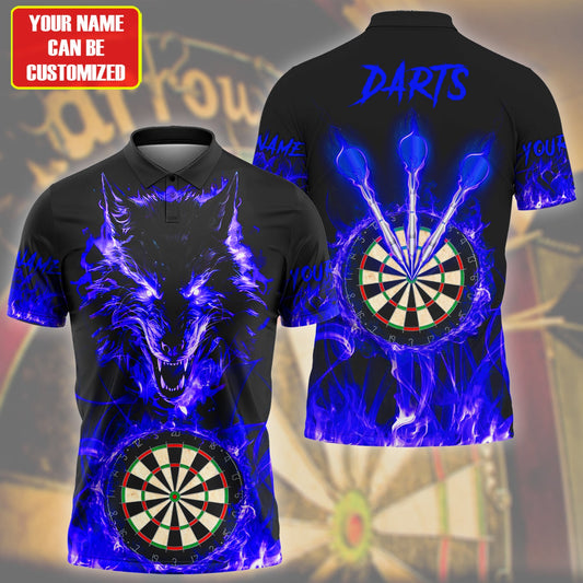Personalized Name Wolf Darts Fire Blue Version All Over Printed Unisex Shirt Q150401