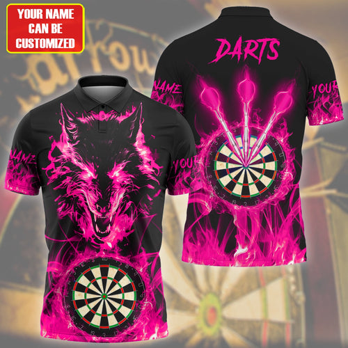 Personalized Name Wolf Darts Fire Pink Version All Over Printed Unisex Shirt Q150401