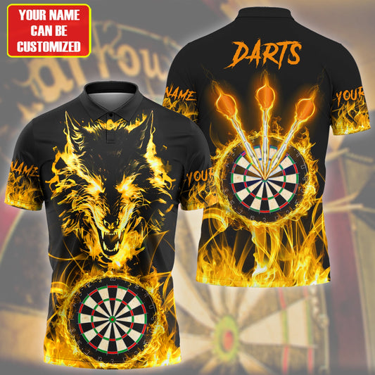 Personalized Name Wolf Darts Fire Yellow Version All Over Printed Unisex Shirt Q150401