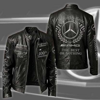 Merc 100TH Anniversary Edition Vintage Collar Leather Jacket