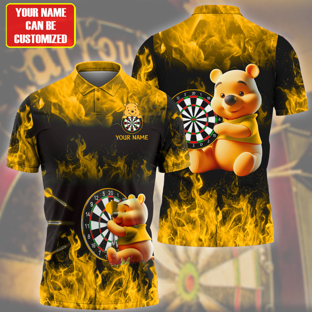 Personalized Name Yellow Wtp Darts Fire All Over Printed Unisex Shirt Q150603