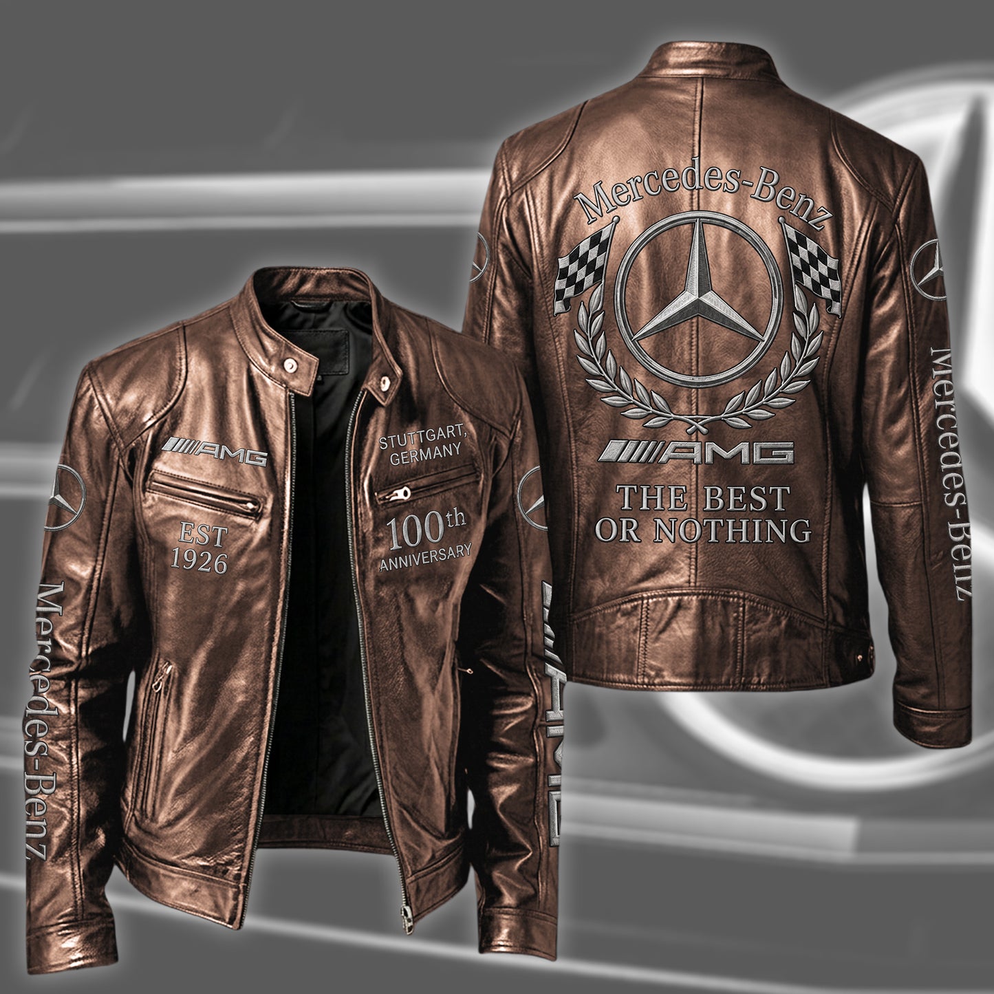 Merc 100TH Anniversary Edition Vintage Collar Leather Jacket