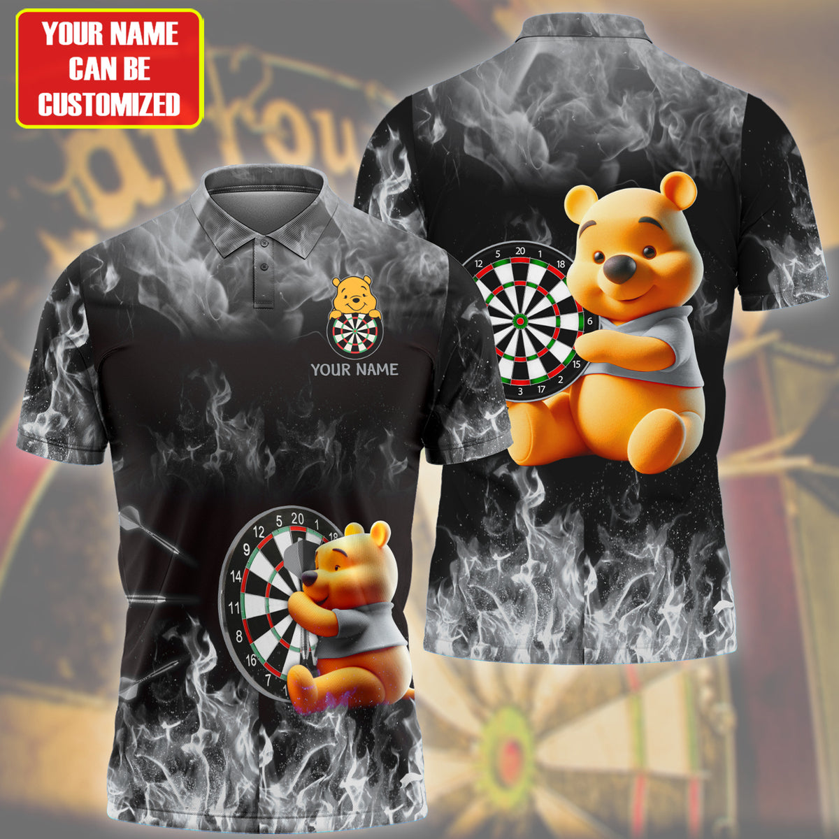 Personalized Name Black Wtp Darts Fire All Over Printed Unisex Shirt Q150603