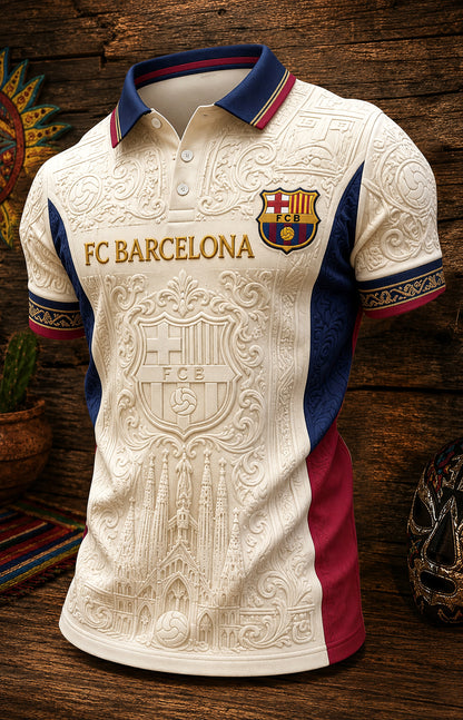 Personalized Barca FC Luxury Pattern Polo Shirt