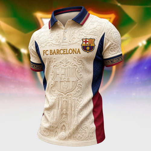 Personalized Barca FC Luxury Pattern Polo Shirt