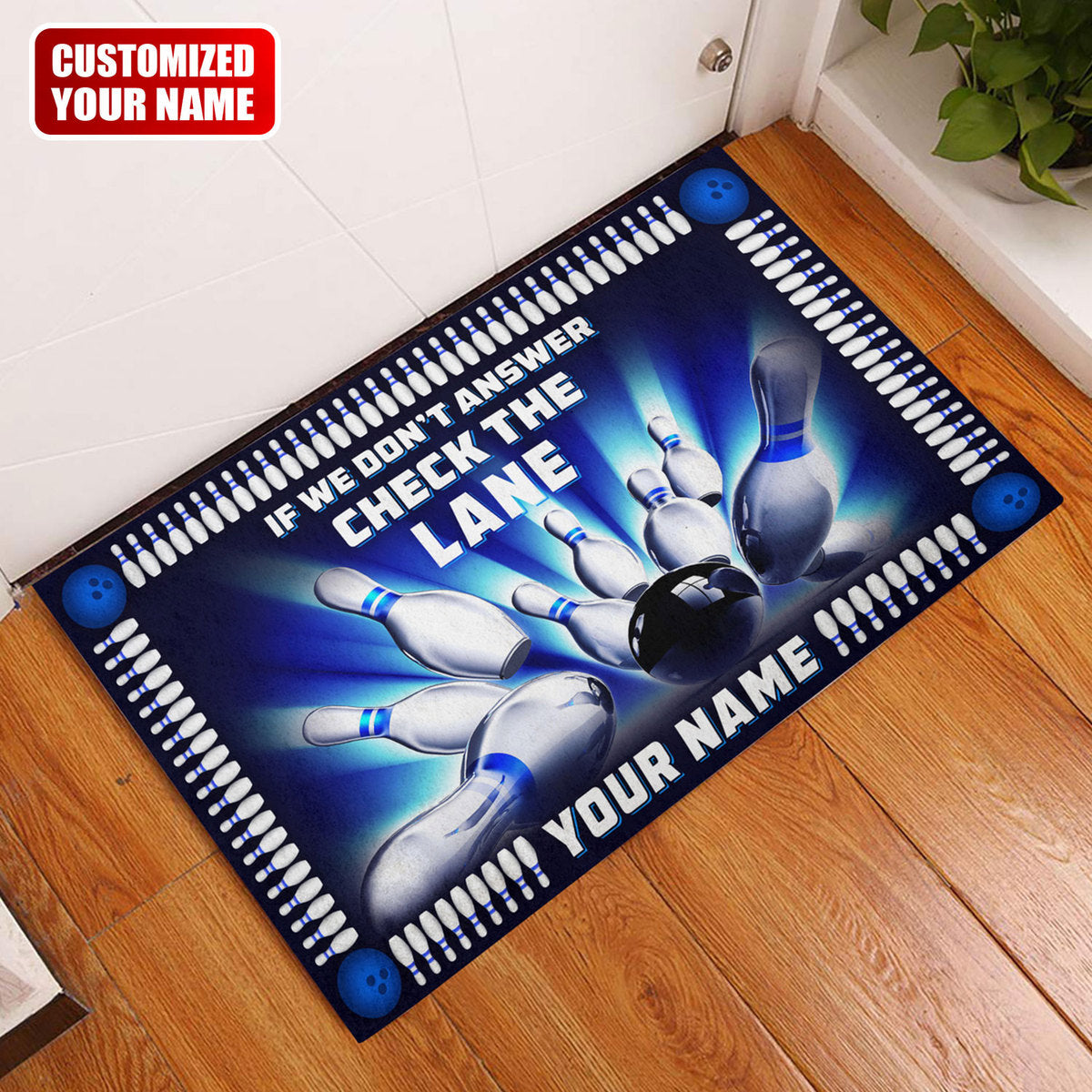 Bowling Funny Personalized Doormat Q150911